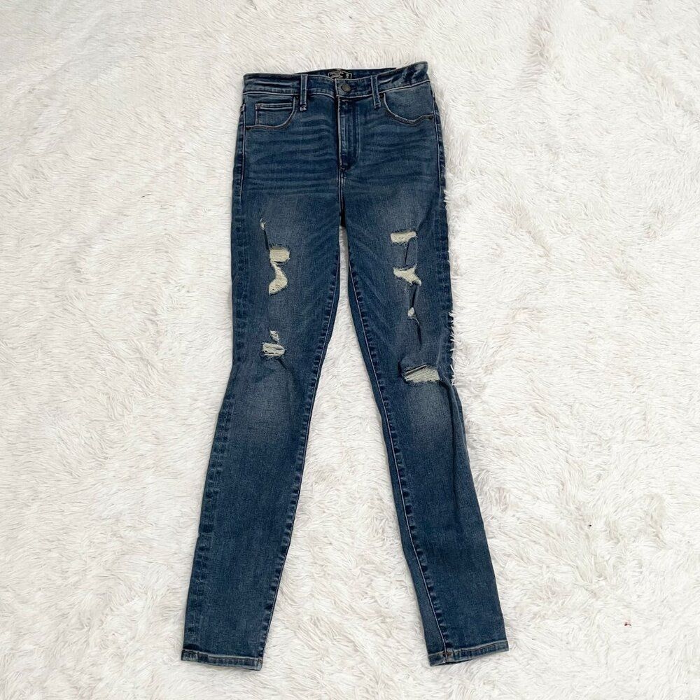 Abercrombie & Fitch Simon High Rise Super Skinny Ripped Jeans in Blue Size 26/2 - Picture 2 of 11